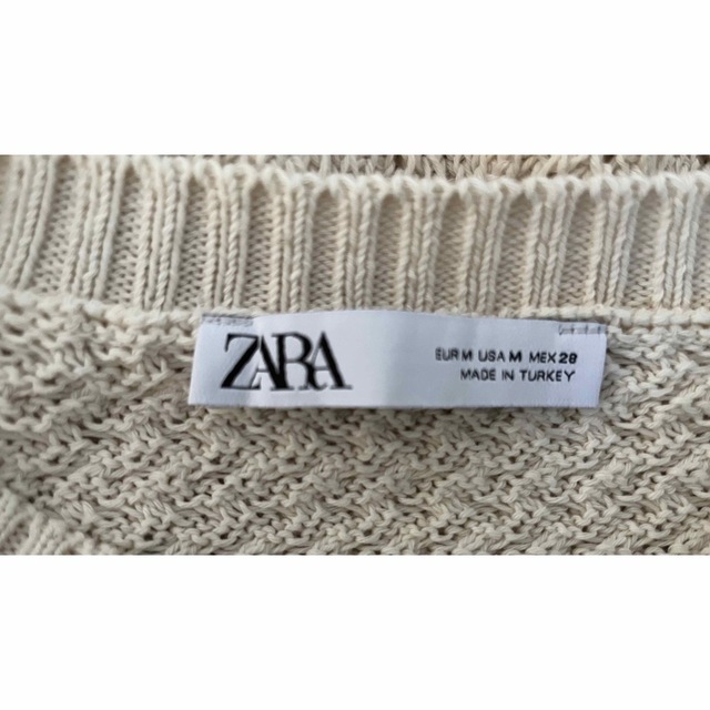 ZARA(ザラ)の美品　ZARA ザラ　ニット　半袖ニット　トップス　クロシェ編み　レース　フリル レディースのトップス(ニット/セーター)の商品写真