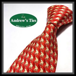 107【Andrews Ties】アンドリューズタイズ ネクタイ  ピンク×象(ネクタイ)