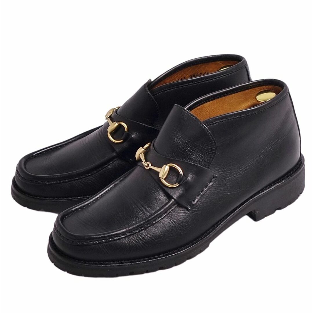 美品 グッチ GUCCI ブーツ チャッカブーツ ホースビット カーフレザー シューズ 靴 メンズ イタリア製 9 1/2D(28.5cm相当)  ブラック