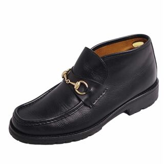 グッチ(Gucci)の美品 グッチ GUCCI ブーツ チャッカブーツ ホースビット カーフレザー シューズ 靴 メンズ イタリア製 9 1/2D(28.5cm相当) ブラック(ブーツ)