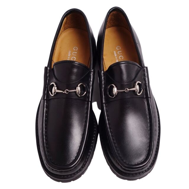 Gucci(グッチ)の未使用 グッチ GUCCI ローファー ホースビット カーフレザー 革靴 メンズ イタリア製 7(24cm相当) ブラック レディースの靴/シューズ(ローファー/革靴)の商品写真