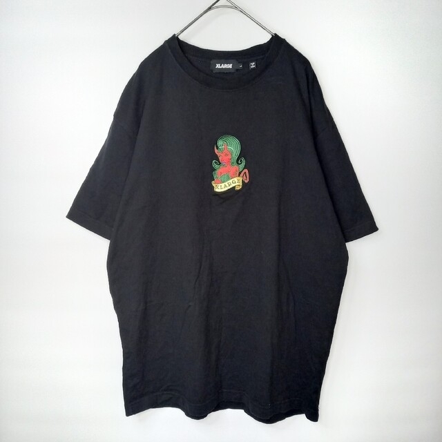 XLARGE(エクストララージ)のエクストララージ　クルーネック　Tシャツ　半袖　刺繍　ブラック　L メンズのトップス(Tシャツ/カットソー(半袖/袖なし))の商品写真