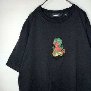 エクストララージ(XLARGE)のエクストララージ　クルーネック　Tシャツ　半袖　刺繍　ブラック　L(Tシャツ/カットソー(半袖/袖なし))