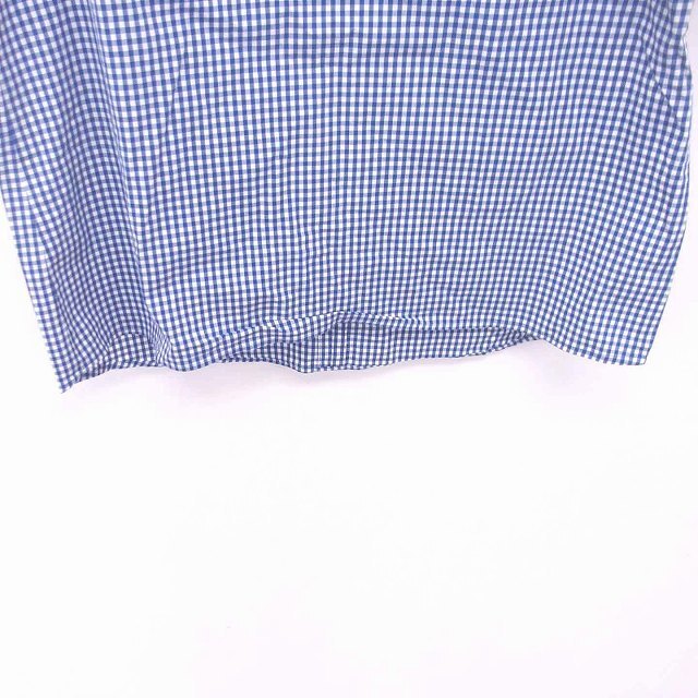 SHIPS(シップス)のシップス カットソー Tシャツ チェック パフスリーブ 半袖 36 青 白 レディースのトップス(カットソー(半袖/袖なし))の商品写真