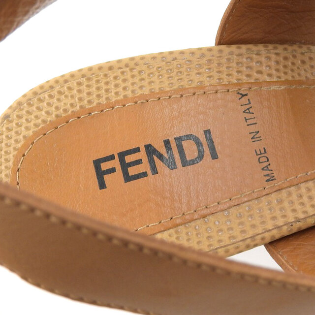 FENDI(フェンディ)の【本物保証】 布袋付 美品 フェンディ FENDI サンダル 靴 ブラウン レザー351/2 レディース レディースの靴/シューズ(サンダル)の商品写真