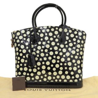 ルイヴィトン(LOUIS VUITTON)の【本物保証】 布袋付 美品 ルイヴィトン LOUIS VUITTON ヴェルニ ロックイットMM ドット 草間彌生 ハンドバッグ ノワール M91399 希少 レア(ハンドバッグ)