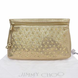 ジミーチュウ(JIMMY CHOO)の【本物保証】 布袋付 超美品 ジミーチュウ JIMMY CHOO ゼナ スタースタッズ パーティーバッグ クラッチバッグ レザー ゴールド(クラッチバッグ)