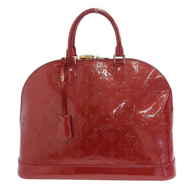 【本物保証】 美品 ルイヴィトン LOUIS VUITTON モノグラム ヴェルニ アルマGM ハンドバッグ ポムダムール レッド M93596