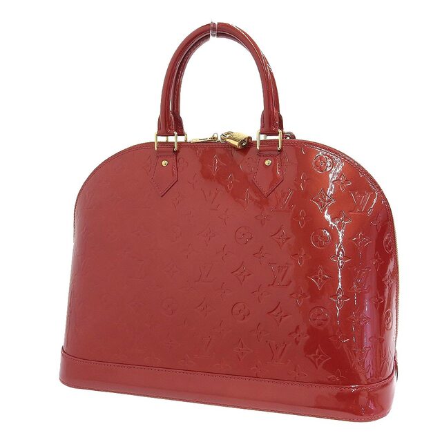 【本物保証】 美品 ルイヴィトン LOUIS VUITTON モノグラム ヴェルニ アルマGM ハンドバッグ ポムダムール レッド M93596