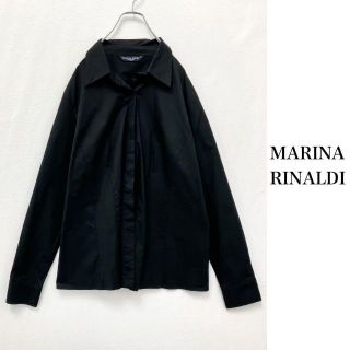 マックスマーラ(Max Mara)の大きいサイズ　マリナリナルディ　マックスマーラ　長袖　シャツブラウス　黒　美品(シャツ/ブラウス(長袖/七分))