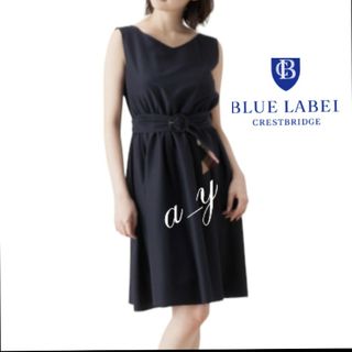 ブルーレーベルクレストブリッジ(BLUE LABEL CRESTBRIDGE)の【紙タグ付】ブルーレーベルクレストブリッジ☆シルキーブロードノースリーブドレス(ひざ丈ワンピース)