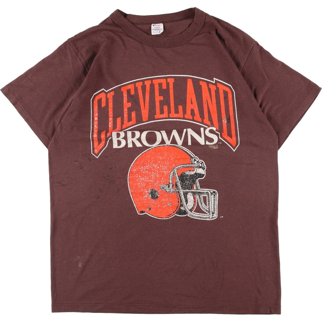 Champion(チャンピオン)の古着 80年代 チャンピオン Champion トリコタグ NFL CLEVELAND BROWNS クリーブランドブラウンズ スポーツプリントTシャツ USA製 メンズL ヴィンテージ /eaa331290 メンズのトップス(Tシャツ/カットソー(半袖/袖なし))の商品写真