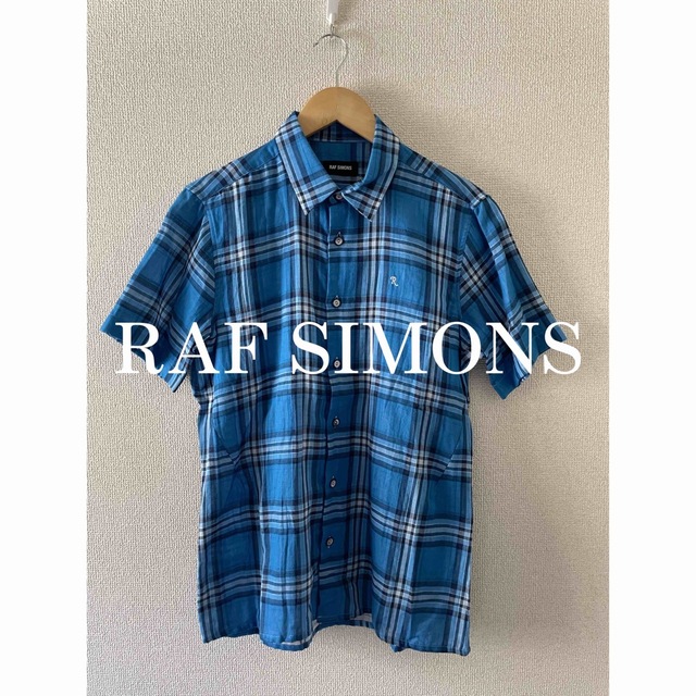 RAF SIMONS チェックシャツ 半袖 ロゴ 刺繍 | kinderpartys.at