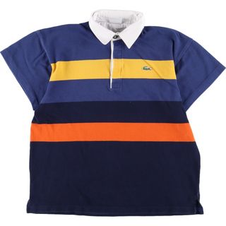 ラコステ(LACOSTE)の古着 ラコステ LACOSTE ボーダー柄 半袖 ラガーシャツ メンズL /eaa299137(シャツ)