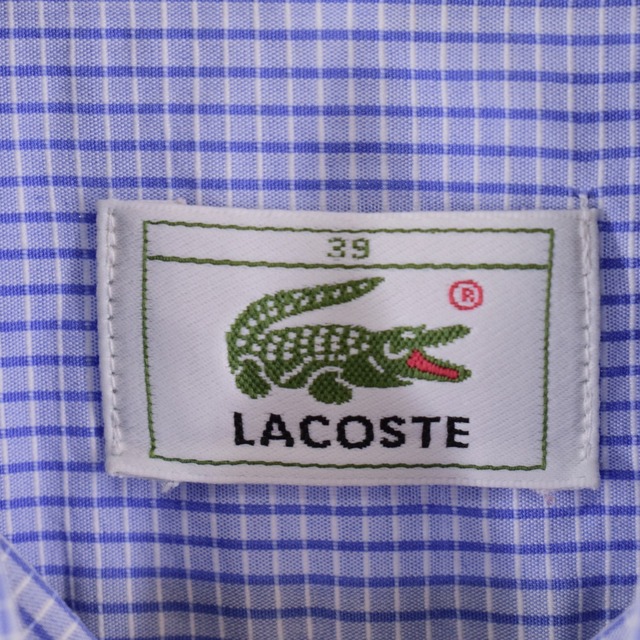 ラコステ LACOSTE 半袖 ボタンダウン チェックシャツ メンズL /eaa329926