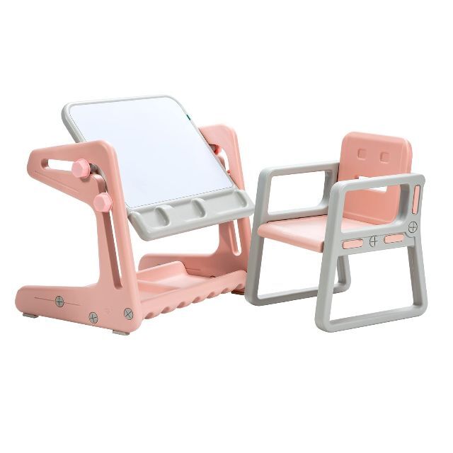 【色: ピンク】Giantex 子ども用テーブル 椅子セット 子どもテーブルセッ