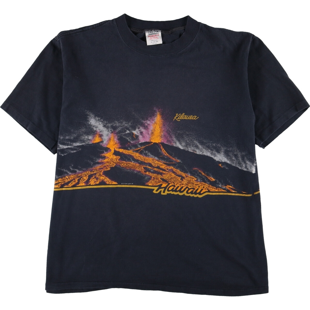 XL着丈90年代 ONEITA Hawaii 火山 両面プリント プリントTシャツ USA製 メンズXL ヴィンテージ /eaa329562