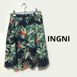 イング(INGNI)の【2425】INGNI ボタニカル柄 膝丈スカート M(ひざ丈スカート)