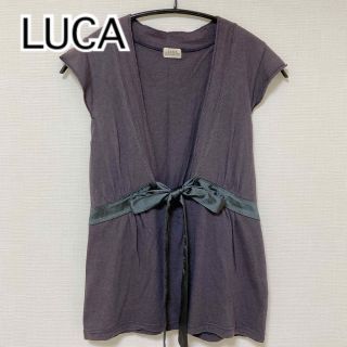 ルカ(LUCA)のLUCA ルカ　ノースリーブ　トップス　リボン　ブラック　F(カットソー(半袖/袖なし))