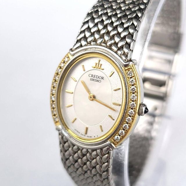 セイコーSEIKOクレドールダイヤベゼル18KT 稼働良品 レディース腕時計-