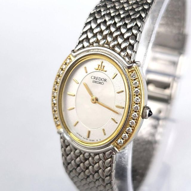 ☆【美品稼働品】セイコー SEIKO クレドール 18KT×SS ダイヤベゼル