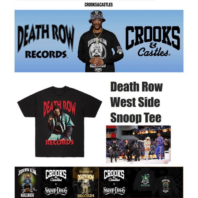 CROOKS&CASTLES×DEATH ROW コラボレーションTシャツ2XL