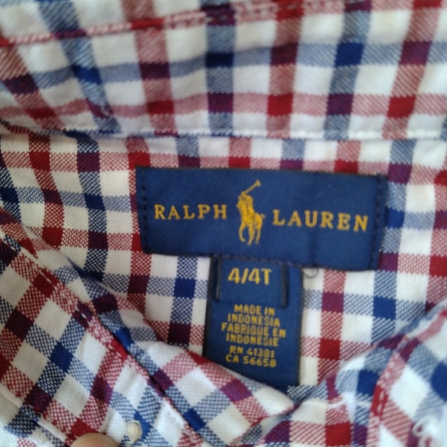 Ralph Lauren(ラルフローレン)のラルフローレン 半袖シャツ 4T チェックシャツ キッズ/ベビー/マタニティのキッズ服男の子用(90cm~)(Tシャツ/カットソー)の商品写真