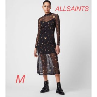 All Saints ブラックシースルーワンピース xs