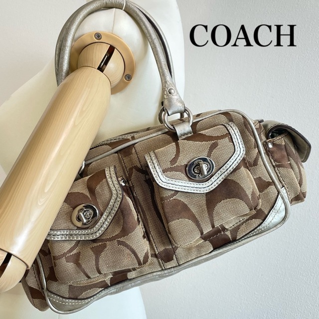 ■美品■COACH コーチ シグネチャー ショルダーバッグ ターンロック