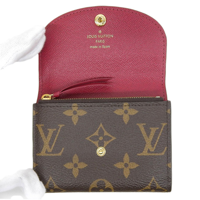 【本物保証】 新品同様 ルイヴィトン LOUIS VUITTON モノグラム ポルトモネ ロザリ 小銭入れ ホック付コインケース 赤 M41939