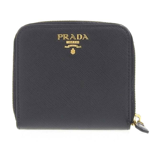 PRADA(プラダ)の【本物保証】 超美品 プラダ PRADA ロゴ コンパクトウォレット ラウンドファスナー折財布 レザー ブラック 黒 1ML522 レディースのファッション小物(財布)の商品写真