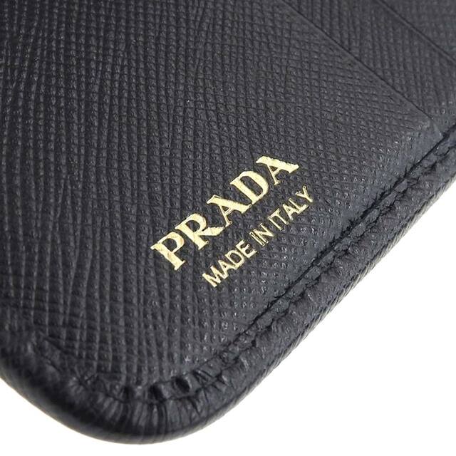 【本物保証】 超美品 プラダ PRADA ロゴ コンパクトウォレット ラウンドファスナー折財布 レザー ブラック 黒 1ML522