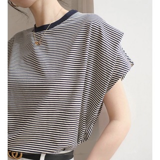 アメリヴィンテージ(Ameri VINTAGE)のショルダータックTシャツ　ボーダー(Tシャツ/カットソー(半袖/袖なし))