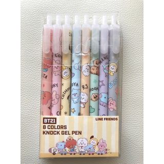 ビーティーイシビル(BT21)の【新品】BT21 8 COLORS KNOCK GEL PEN 🖊️ 💜 (キャラクターグッズ)