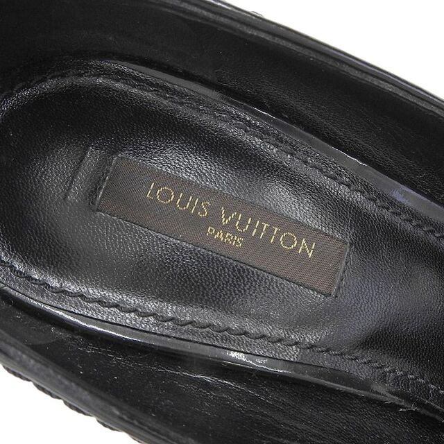 【本物保証】 箱・布袋付 ルイヴィトン LOUIS VUITTON モノグラム デニム LV ロゴ 鍵 ハイヒール パンプス 黒 37 1/2 レディース黒ブラックサイズ