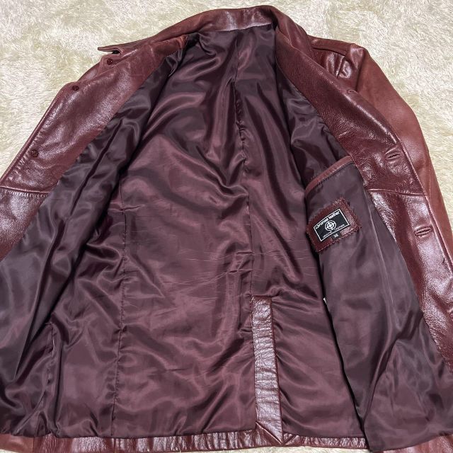 シンプル⭐︎】90sカウレザー ワインレッド Mサイズ 革ジャン-