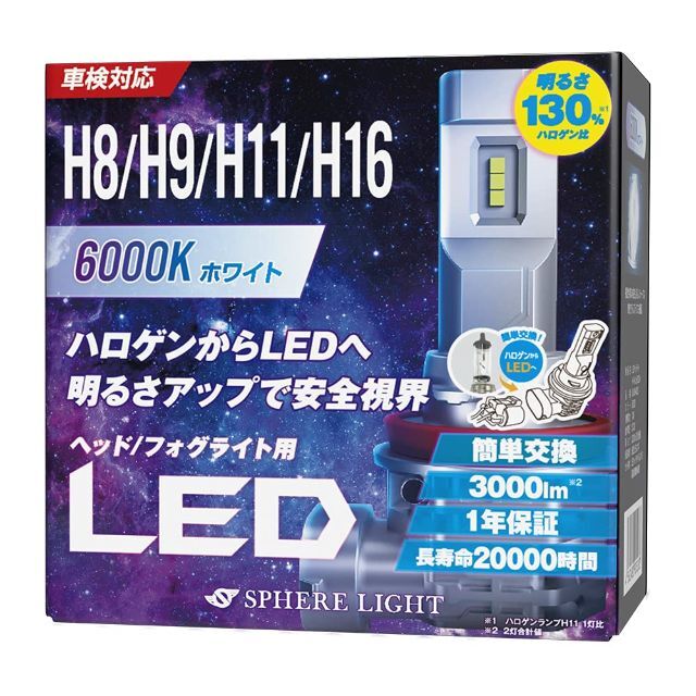 【セール】スフィアライト 車用 LEDヘッドライト H8/H9/H11/H16