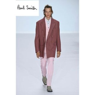 ポールスミス(Paul Smith)の新品☆Paul Smith パリコレ 麻 ロング ジャケット☆エンジ☆Lサイズ(テーラードジャケット)