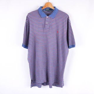 ポロバイラルフローレン 半袖ポロシャツ ボーダー ポニーロゴ トップス 大きいサイズ メンズ XLサイズ パープル Polo by Ralph Lauren(ポロシャツ)