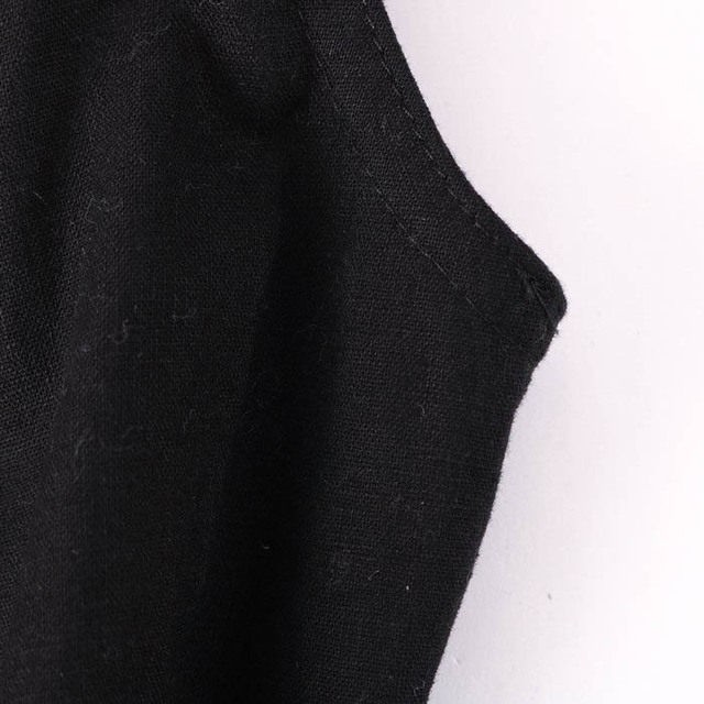 L'EST ROSE(レストローズ)のレストローズ ノースリーブワンピース 刺繍 フレア ひざ上丈 日本製 麻混 ストレッチ レディース 2サイズ ブラック L'EST ROSE レディースのワンピース(その他)の商品写真