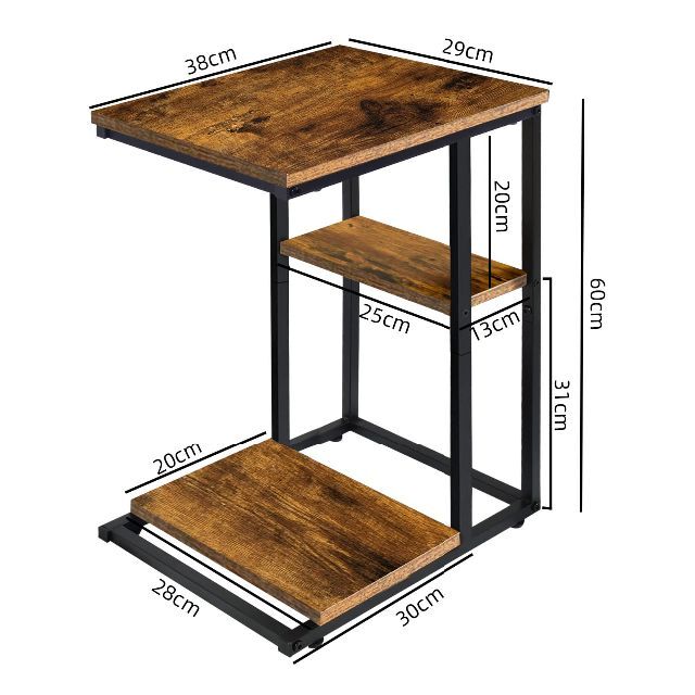 【色: ダークブラウン】OUTBROS サイドテーブル 38*29*60cm、コ 2