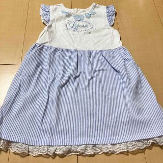 マザウェイズ(motherways)のマザウェイズ　袖フリルとリボンのワンピース　サイズ90(ワンピース)