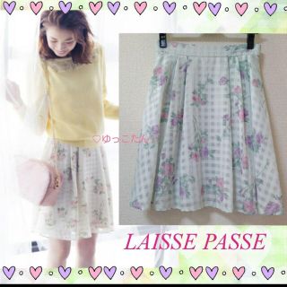 レッセパッセ(LAISSE PASSE)の美品♡宮田聡子さん着用♡シアーチェックスカート(ひざ丈スカート)