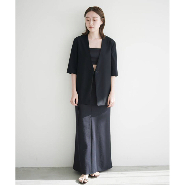 IENA × EMILY WEEKノーカラーハーフスリーブジャケット-
