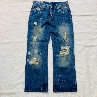 アバクロンビーアンドフィッチ(Abercrombie&Fitch)のアバクロンビー アンド フィッチ 小窓 クラッシュ ブーツカット フレア デニム(デニム/ジーンズ)