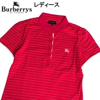 バーバリー(BURBERRY)のバーバリーゴルフ 半袖ポロシャツ ボーダー柄 レッド 2(ウエア)