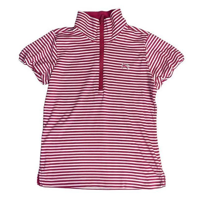 バーバリーゴルフ ハーフジップ半袖Tシャツ ボーダー柄 ピンク 1 1