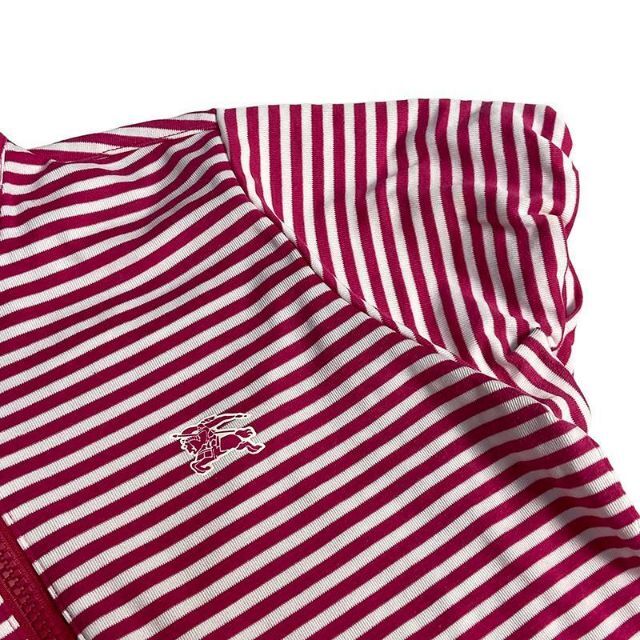 バーバリーゴルフ ハーフジップ半袖Tシャツ ボーダー柄 ピンク 1 4