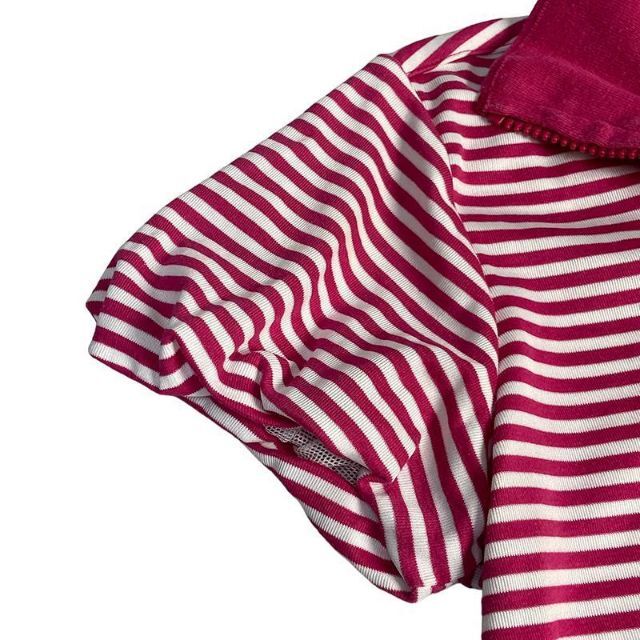バーバリーゴルフ ハーフジップ半袖Tシャツ ボーダー柄 ピンク 1 5