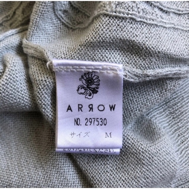 ARROW(アロー)のARROW a.r.w アロー　 ブルーグレー　リボン付き　ロングカーディガン レディースのトップス(カーディガン)の商品写真